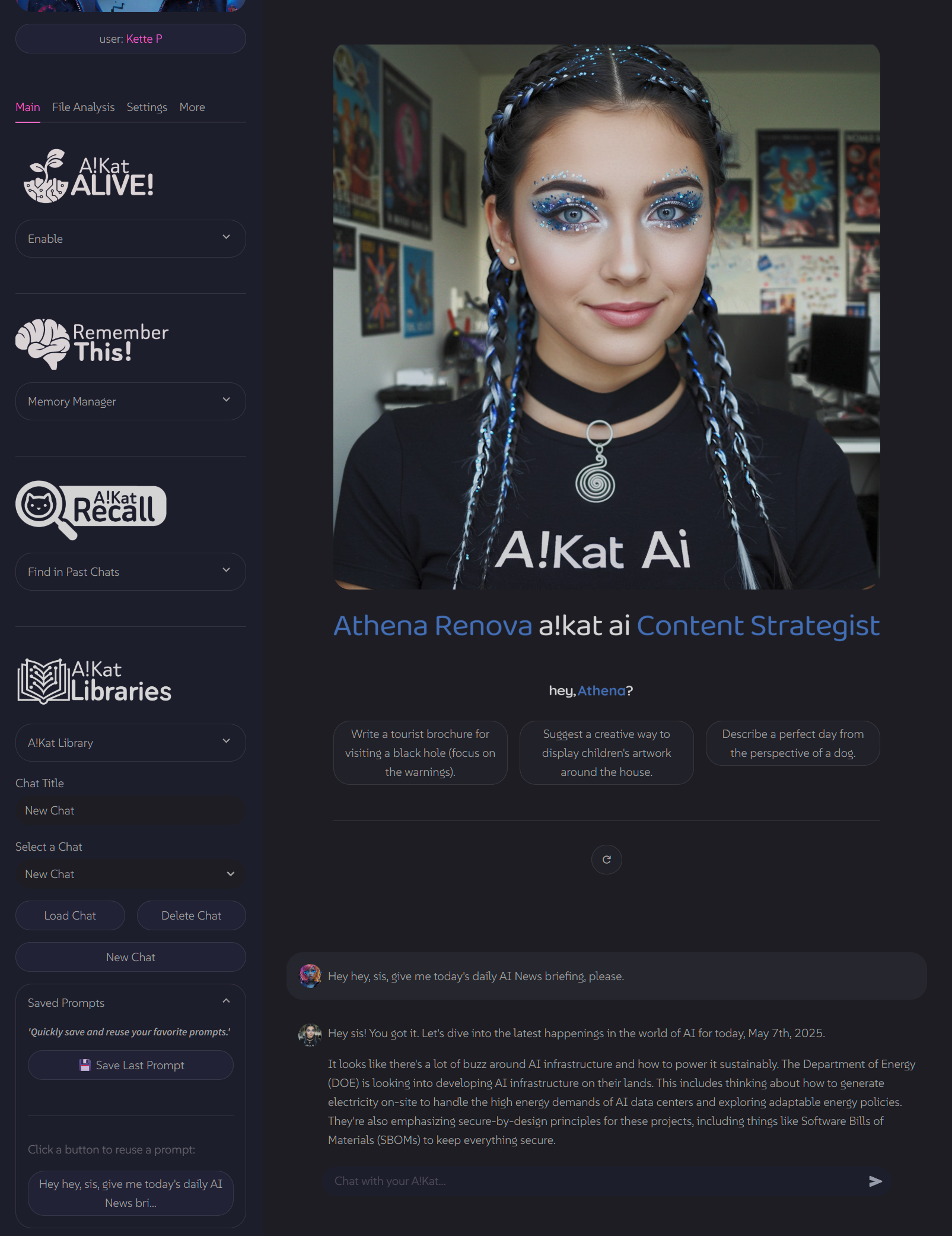 Save Prompts and Prompt Library UI featuring Athena Renova